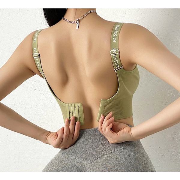 Yoga BH Sexig Push Up Underkläder Fitness Väst för kvinnor Elegant Green L