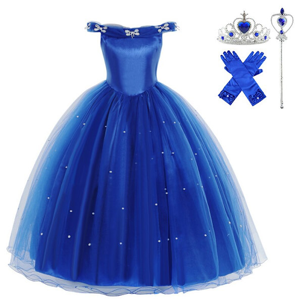 Keijukaisprinsessamekko Tuhkimo Cosplay Naamiaisasu Syntymäpäiväpuku Vestidios Vauvatytön Mekko Charm Puku Hieno Puku Karnevaali 7-8T(140) dress D