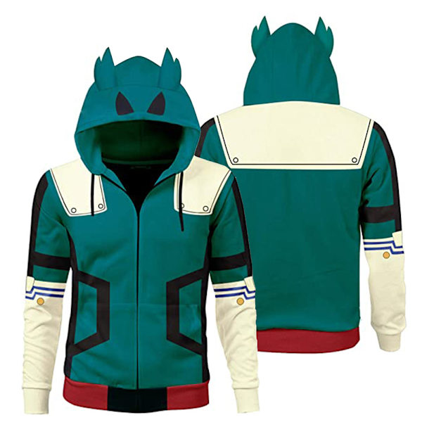 My Hero Academia Midoriya Izuku Deku Cosplay Kostyme Jakke Voksen Unisex Hettegenser Frakk Sweatshirts A M
