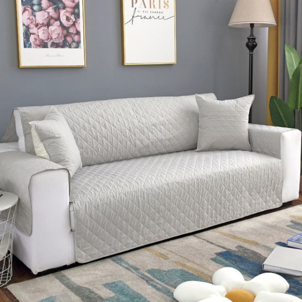 Tikattu kulutusta kestävä sohvanpäällinen koirille, lemmikeille ja lapsille, liukumaton sohvansuoja nojatuolille, huonekalusuoja 1/2/3 istuttava White Two Seate 130x196cm