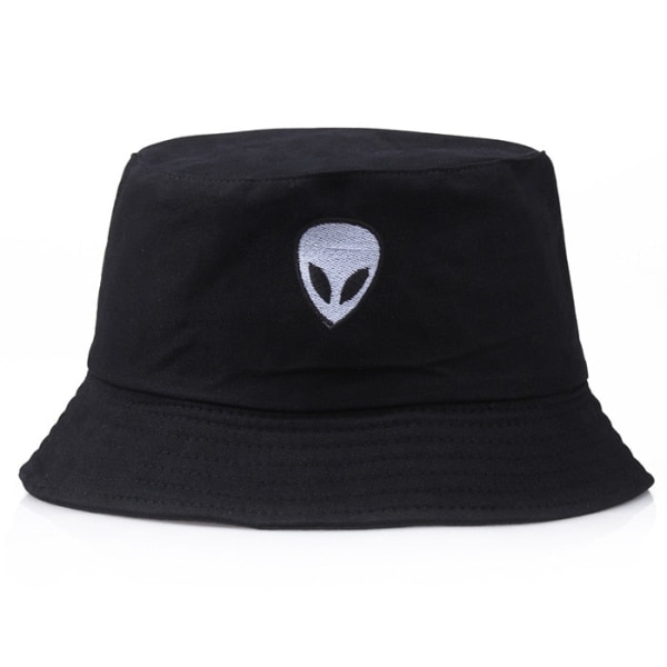 Unisex Broderad Alien Vikbar Bucket Hat Sommar Strand Solhatt Streetwear Fiskehatt Utomhus Bucket Keps Herr Dam Hatt dog beige One Size