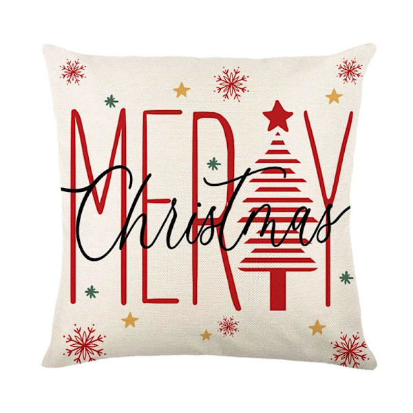 Merry Christmas Kuddfodral 45x45cm Prydnadskudde Vinter Juldekorationer för Hem Träd Hjort Soffa Kuddfodral 11