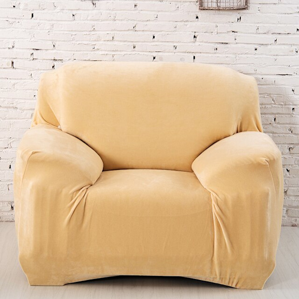Tykt plysjstoff sofatrekk sett 1/2/3/4 seter elastisk sofatrekk sofatrekk for stue trekk stol sofahåndkle 1 stk Beige 2-seater 145-185cm