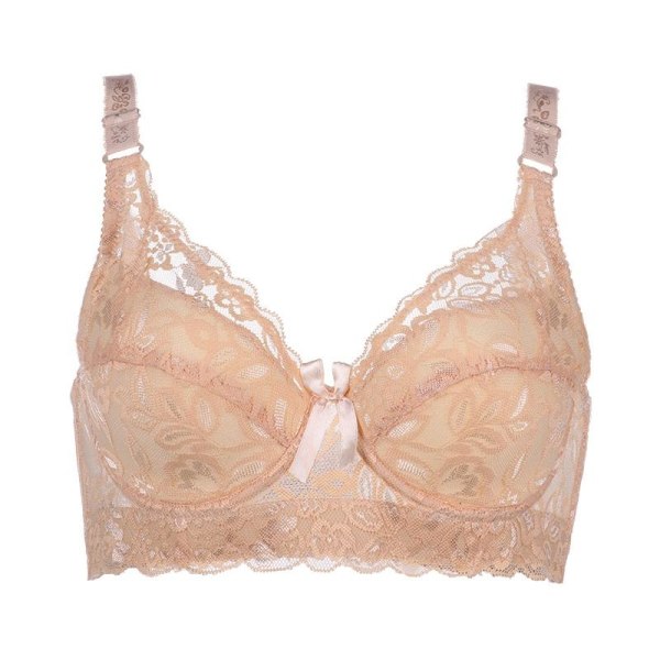 Dame Broderi BH Anti-hæng Samlet BH Bøjle Åndbar Justerbar BH Push-up BH'er Plus Størrelse 80B-105D Beige 42/95
