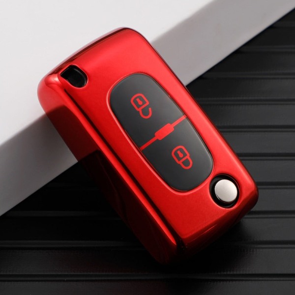 Nytt TPU Bilnyckel Fodral Skydd För Peugeot 107 206 207 307 308 406 För Citroen Xsara Picasso C2 C3 C4 C5 C6 C8 Skyddsväska 2 Buttons Red