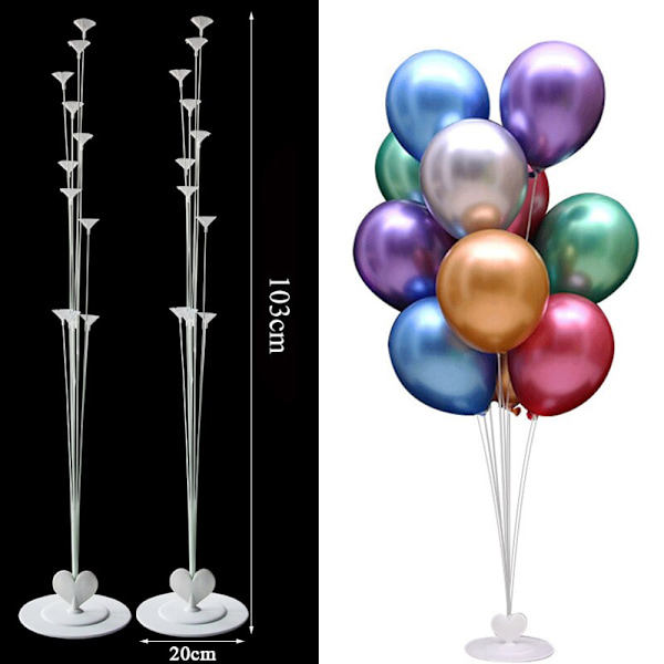 7/11/19 Rør Ballonholder Balloner Stativ Søjle Konfetti Ballon Børnefødselsdag Baby Shower Bryllupsdekoration Forsyninger 2set 11tube stand A