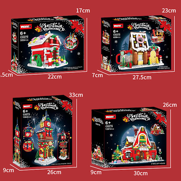Mini Partikkel Julebyggeklosser Gave Pepperkakemann Søtt Hus Slott med Lys Gutter og Jenter Bursdagsgave C0275 with luminous