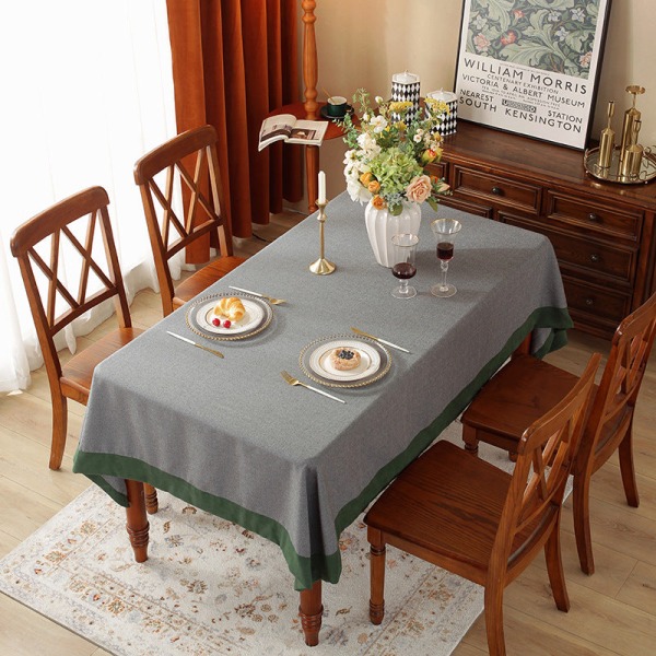 Ensfarget Duk Amerikansk Western-Stil Spisebord Stoff Rektangulær Skrivebordsduk Nordisk Ensfarget Duk Kaffeduk Dark gray 140*200cm