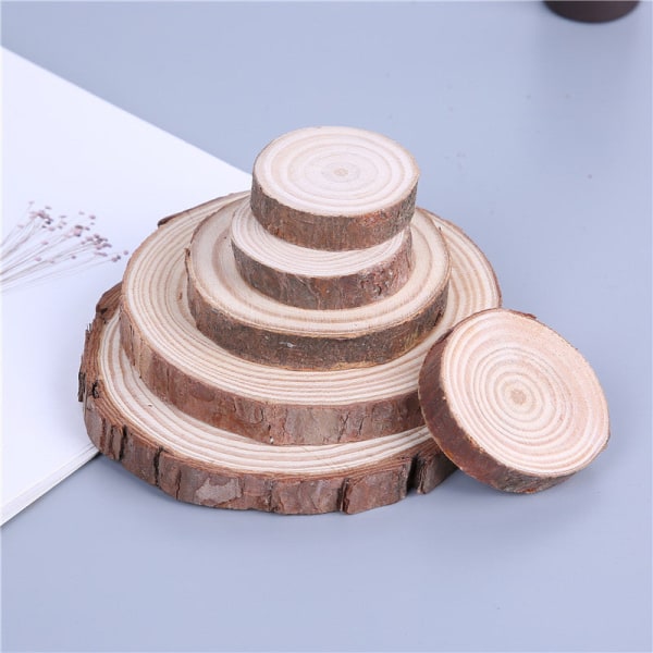 Jul Ny Naturlig Furu rund Träbit Bark Original Träbit Hem Bakgrund Vägg Fotograferingsmaterial 5-6cm, 0.5cm thick