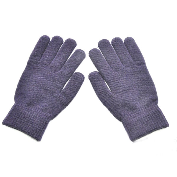 1 Par Simple Strikkede Parhandsker Vinter Ensfarvet Fuld Finger Vanter Håndvarmer Herre Dame Handsker Tykkere Cykelhandsker Wine Red