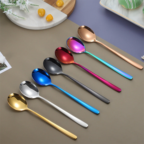 Rustfritt stål koreansk stil skje gaffel spisepinner titanbelagt servise student bærbar tre-delt spisepinner skje gaffel Color three-piece set