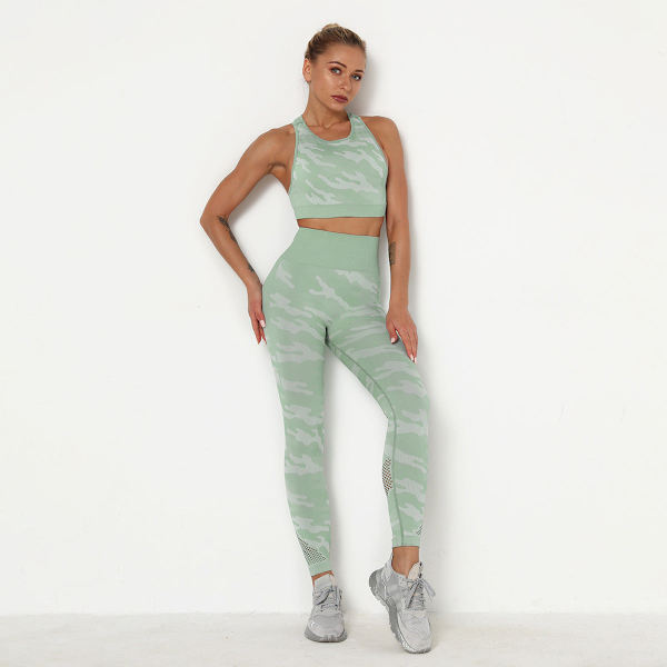 Eurooppalaiset ja amerikkalaiset naisten vaatteet verkkokuvioinen saumaton slim-fit jooga-asu urheilupuku 6203 bra trousers set-light gray L