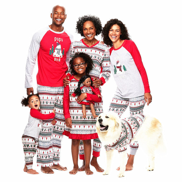 Julepysjamas Matchende Familiepysjamaser Amoi Foreldre-Barn Klær Hjemmepysjamas Mønster Foreldre-Barn Klær Parent-Child outfit 爸爸L