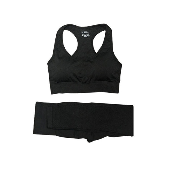 Set Gym Kläder Träningsoveraller Toppar och Leggings för Fitness Sport Bra pant black M