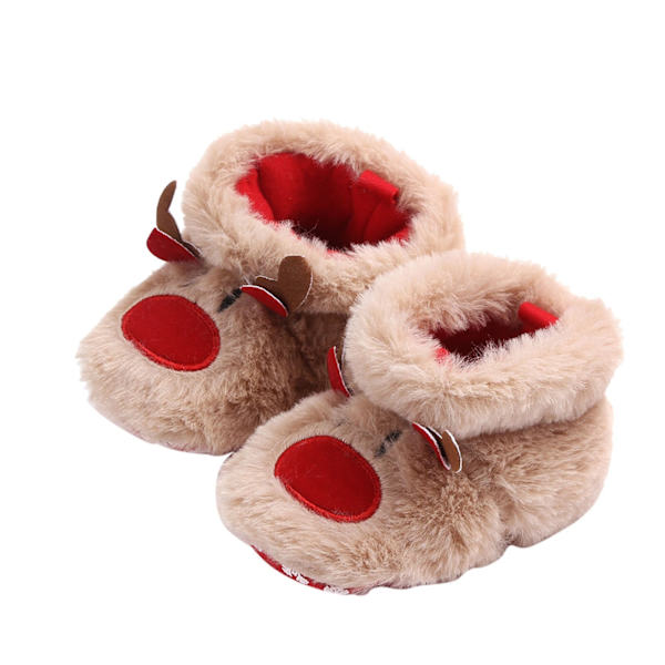 Baby Jul Plysch Djur Skor Småbarn Spädbarn Flickor Pojkar Prewalker Sneakers Varma Skor Päls Skor Vinter Red 0-6 Months