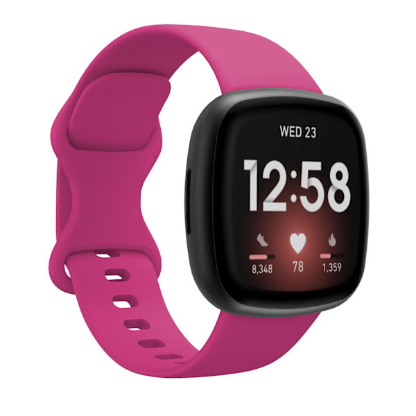 Blød silikone urrem, erstatningsarmbånd til Fitbit Versa 3/Fitbit Sense urrem Rose Red L