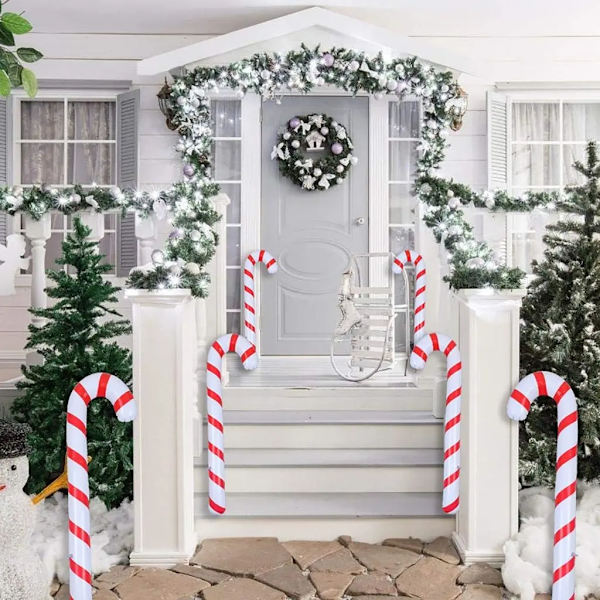 90 cm Oppustelig Jule Candy Cane Stang Balloner Udendørs Candy Canes Dekoration til Julepynt 2023 Navidad Nutcracker