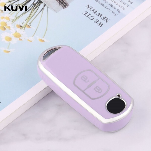 TPU Bil Fjärrnyckel Fodral Skydd För Mazda 2 3 6 Atenza Axela Demio CX-5 CX5 CX-3 CX7 CX-9 2015 2016 2017 2018 2019 3 button Purple