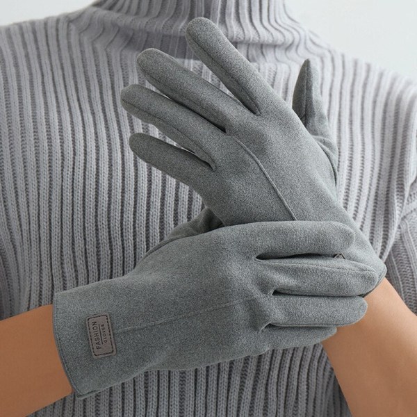 Herr Höst Vinter Mocka Plus Sammet Håll Värmen Pekskärm Utomhus Sport Handskar Mode Solid Elasticitet Kör Cykling 05 One Size