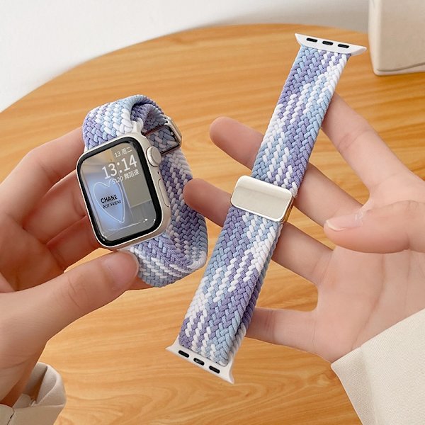 Klockarmband för Apple Watch iWatch för 1/2/3 generationen 42mm klockarmband violett flätat rep elastiskt band