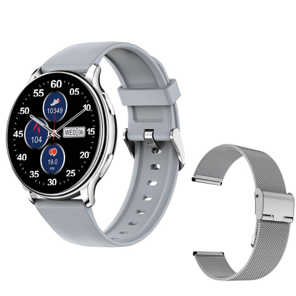 Smart Watch Bluetooth Calling Puls Blodtryck Blodsyreövervakning Gray glue Silver Steel