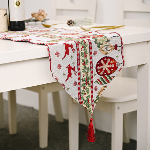 Nye Juledekorasjonsartikler Strikket Stoff Bordløper Kreativ Juleduk Spiseborddekorasjon Hjemmepynt Knitted cloth table runner elk style