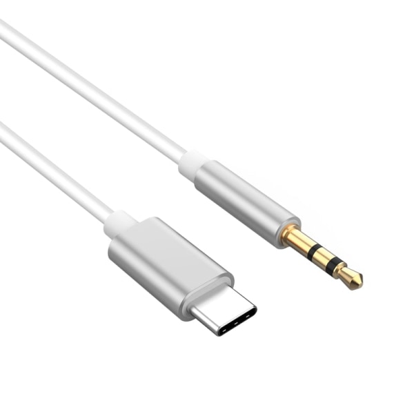 USB Type C - 3,5 mm:n Aux-äänikaapeli Kuulokemikrofonin kaiutin Kuulokeliitäntäadapteri Auton Aux Samsung S20 Plus Note 20 S21 Ultra Tab S7:lle Golden Nylon woven 1m