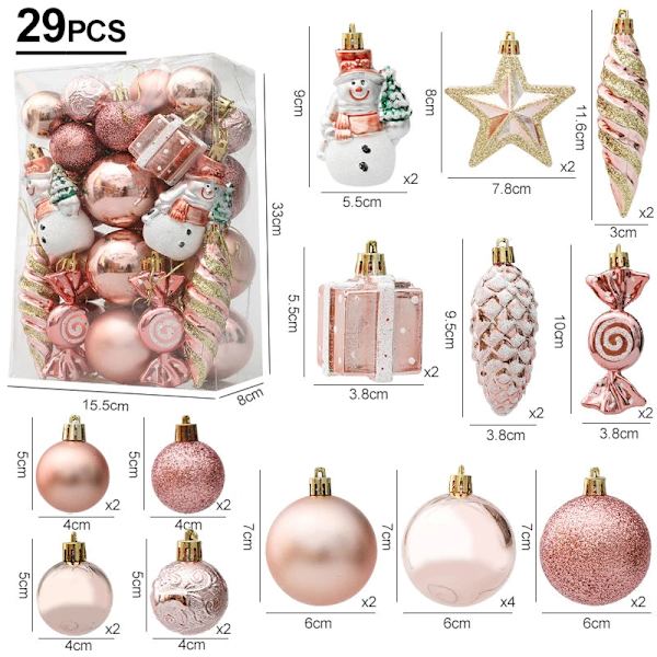 Julekuler Rød Polkagris Hengende Ornament Store Anheng Sett Julepynt Til Hjemmet 2024 Natal Navidad Nyttår Red-29pcs