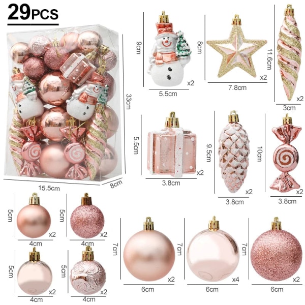 Julgranskulor Röd godisrör Hängande prydnad Stora hängen Set Juldekorationer för hemmet 2024 Natal Navidad nyår Champagne-20pcs3