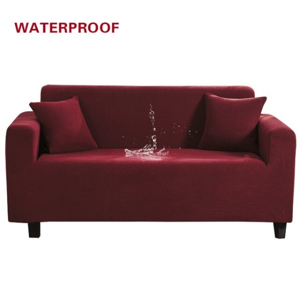 Elastiskt Vattentätt Sofföverdrag Enfärgat Hög Stretch Överdrag Allomfattande Elastiskt Sofföverdrag Soffskydd för Vardagsrum Wine Red 3-seater 190-230cm