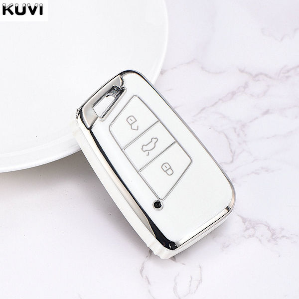 TPU Auton Avaimen Kotelo Suojus Avaimenperä Polo Tiguan Passat B5 B6 B7 Golf MK Jetta Skoda Kodiaq Superb Octavia Seat Jne C style White