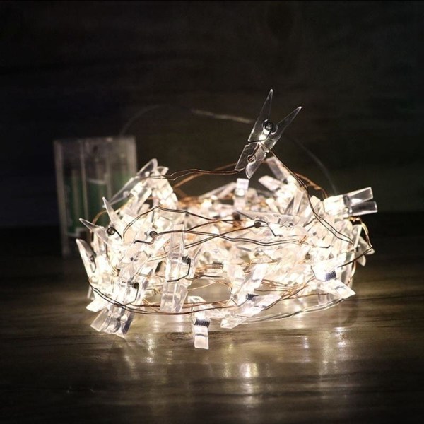 10 LED/20 LED Fotoklämmor Ljusslinga Väggdekorationslampor för Upphängning av Foton Kort och Memon Like the picture 2m-20led-white