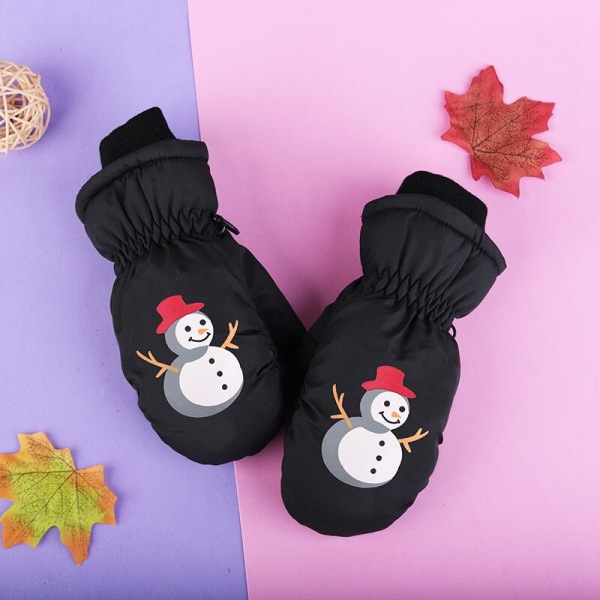 Varme, vindtette vinterhansker for barn, gutter og jenter, for ski, sykling, klatring, utendørs, vanntette babyvotter med tegneserie Pinkbear for 5-8T