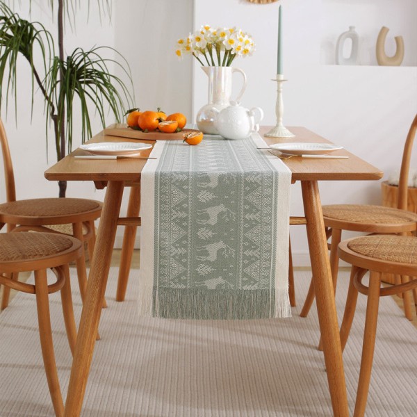 Håndlavet bordløber med kvaster, amerikansk jacquard bordløber, dug, kommodedækkeserviet, dekorativ støvtæt dug Disc flower 33*240