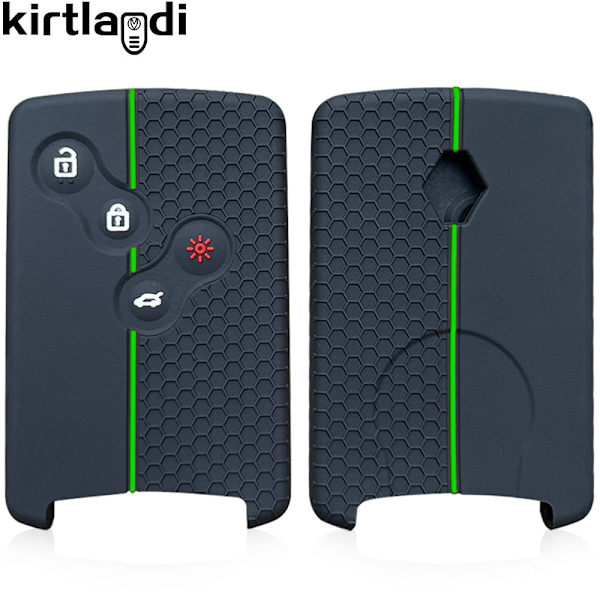 4 Knappar Silikon Bilnyckelfodral Skydd För Renault Duster Captur Clio Logan Megane 1 2 3 Koleos Scenic Nema Fluence Zoe Tillbehör 1PC black(greenline)