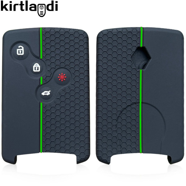 4-painikkeinen silikoninen auton avaimenperä Renault Duster Captur Clio Logan Megane 1 2 3 Koleos Scenic Nema Fluence Zoe -lisävaruste 1PC black(greenline)