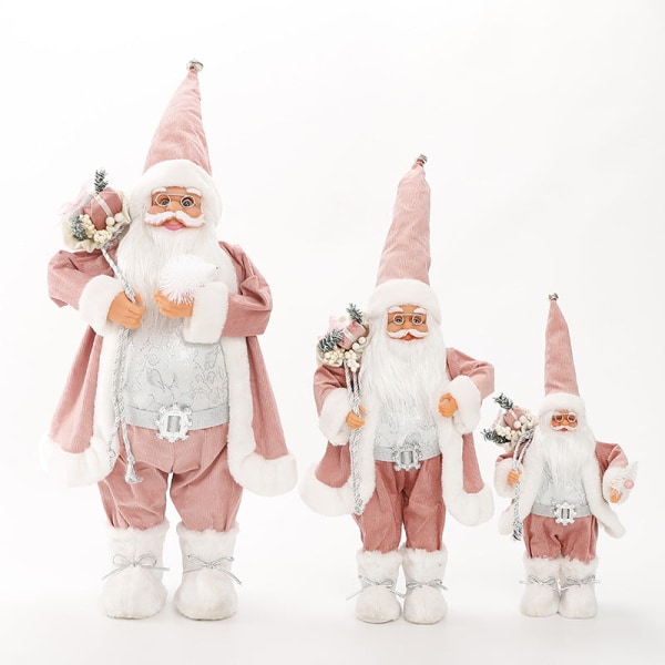 Julemand Dukke Julepynt Pink Paillet Dekoration Dukke Juledekorationer Victoria pink Santa Claus 46cm each weight 0.42kg two batches