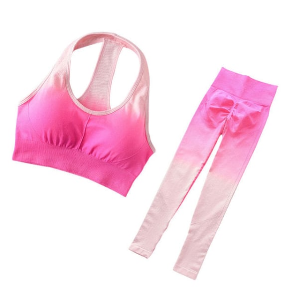 Set Gym Fitness Kläder Tränings Leggings Sportkläder för kvinnor suit-rose M