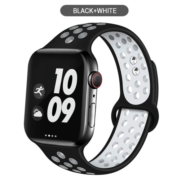 Silikonrem för Apple Watch band 44mm 40mm 38mm 42mm Andningsbart handled Sportbältesarmband iWatch serie 5 4 3 2 SE 6 klockband Black grape purple 38MM or 40MM-S M