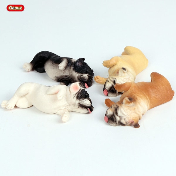 Oenux Dejlige Fransk Bulldog Dyr Sød Hvalp Sovende Dovne Hund Actionfigurer Model Figur PVC Boligindretning Uddannelseslegetøj without box16