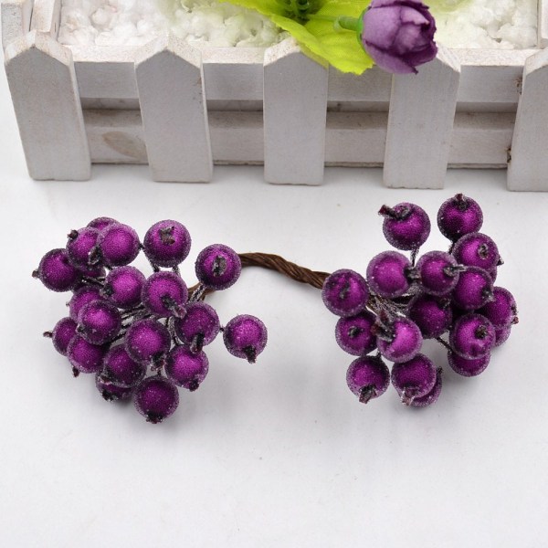 40 st Mini Konstgjord Blomma Frukt Skum Bär Juldekoration Bukett För Bröllop Heminredning DIY Scrapbooking Bacca Krans A16