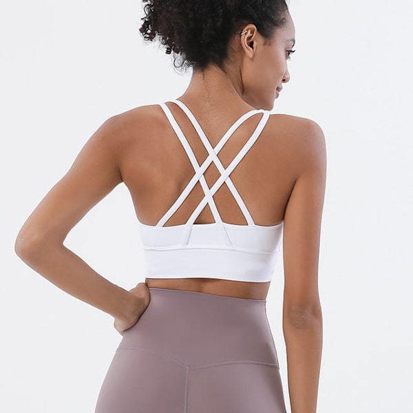Yoga Sport-BH för Kvinnor Nylon Topp Andningsbara Underkläder White M