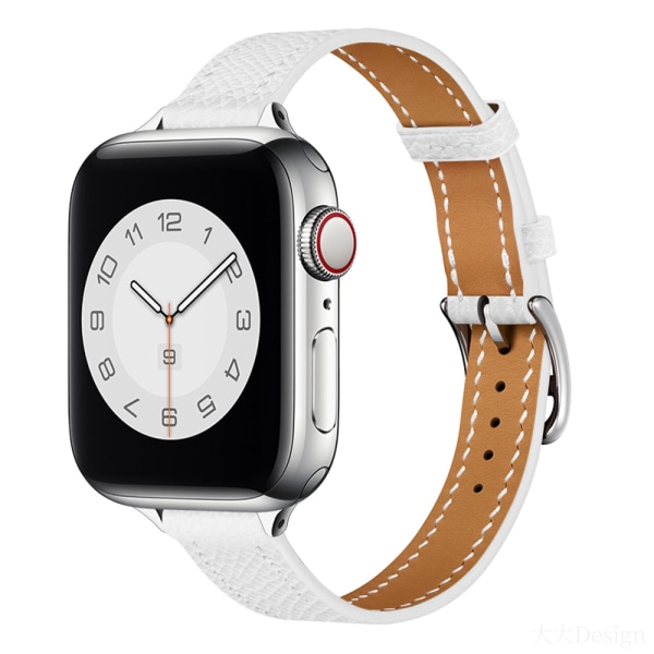 Läderarmband för Apple Watch Band 44mm 45mm 42mm 41mm 40mm 38mm Single tour armband iWatch series 3 4 5 6 SE 7 band Slim white For 42mm 44mm 45mm