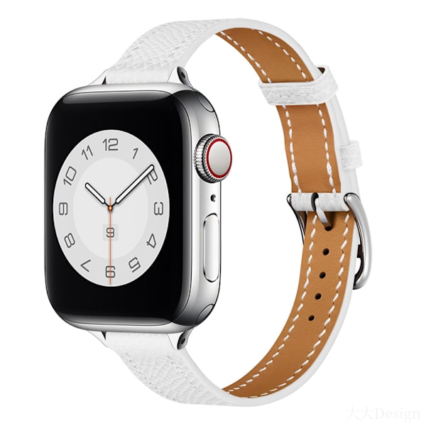 Nahkaranneke Apple Watch -rannekkeelle 44mm 45mm 42mm 41mm 40mm 38mm Single tour -kellonranneke iWatch-sarja 3 4 5 6 SE 7 -ranneke Slim white For 42mm 44mm 45mm