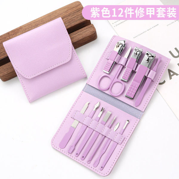Roséguldsax Nagelknipsare Set Tri-Fold Väska 16-Delars Pedikyr Manikyr Verktyg Dam 16 pieces-Blue