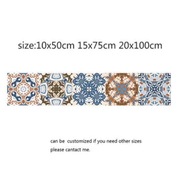 Mosaikklistermärken i arabisk stil för vardagsrum Kök Retro 3D Vattentät väggmålning Dekal Badrumsinredning självhäftande tapeter 14 10x50cm