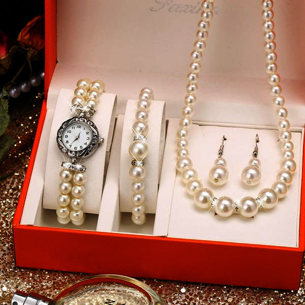 Watch Luxury Boutique stålbälte liten urtavla Watch Armband Necklace Set Suit 3