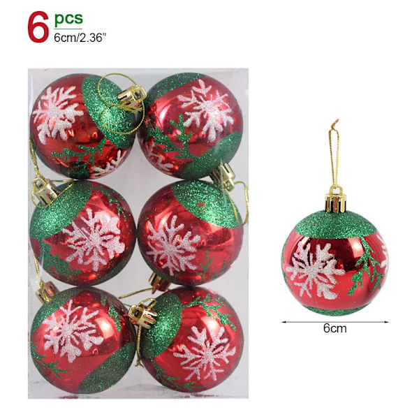1 eske Julekuler Juletrepynt Julekule Xmas Hengende Treanheng Hjemmefestdekor 2023 Nyttårsgave Noel Navidad 6pcs 6cm-B as picture