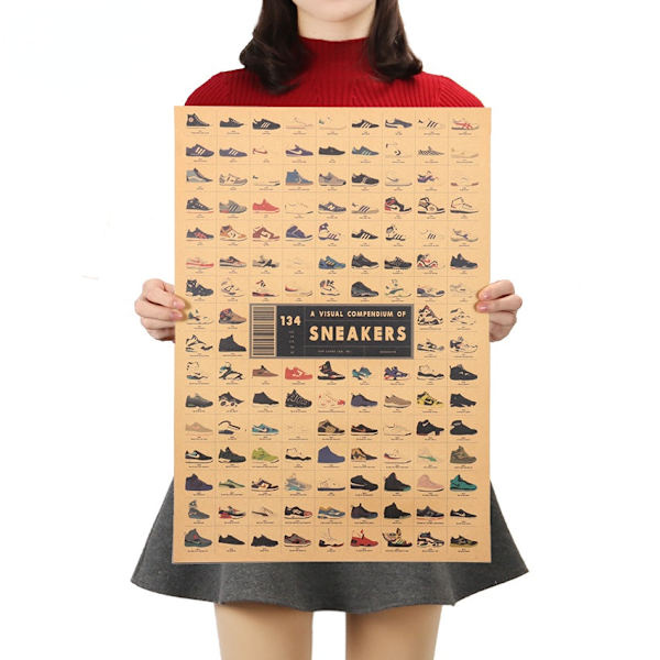 TIE LER Motesneakers Kraftpapir Plakat Retro Dekor Veggklistremerker Stue Romdekorasjon Plakat 51.5x36cm Default Title
