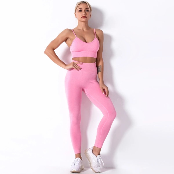 Set Träningsshorts Sportkläder Fitness Ensembler Sportkläder Damkläder Pink long S